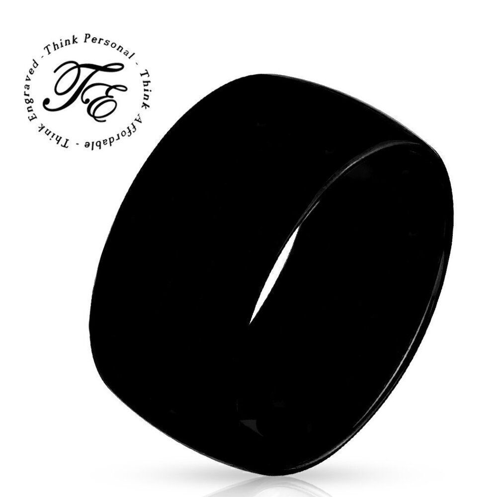 Men's Black 10mm Wedding Ring Band - 10mm Black Wedding Ring For Him